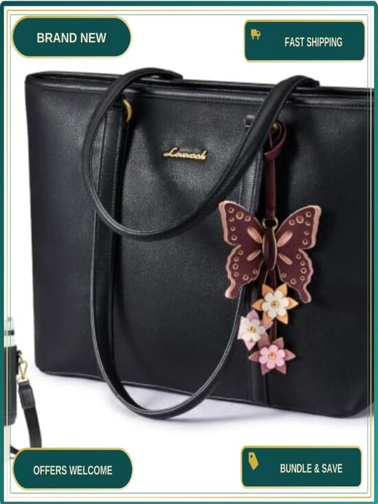 Handbags - Vegan Leather Tote Bag with Water Bottle Carrier Crossbody Satchel Purse